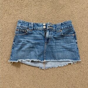 American Eagle Outfitters Blue Frayed Mini Skirt